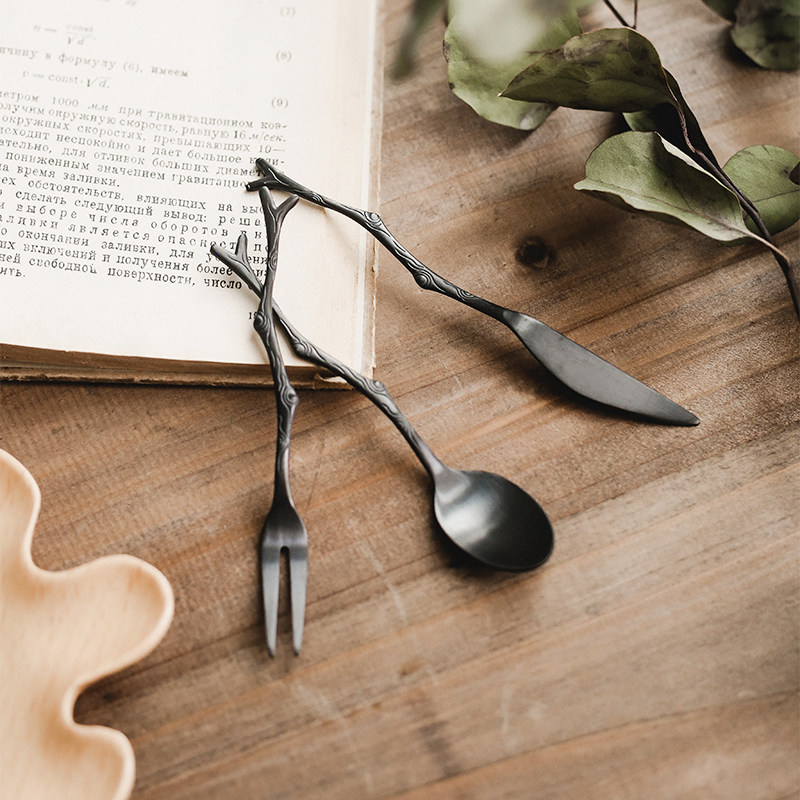 Vintage Collectible Spoons - Japanse creatieve vintage takvormige roestvrijstalen fruitvork