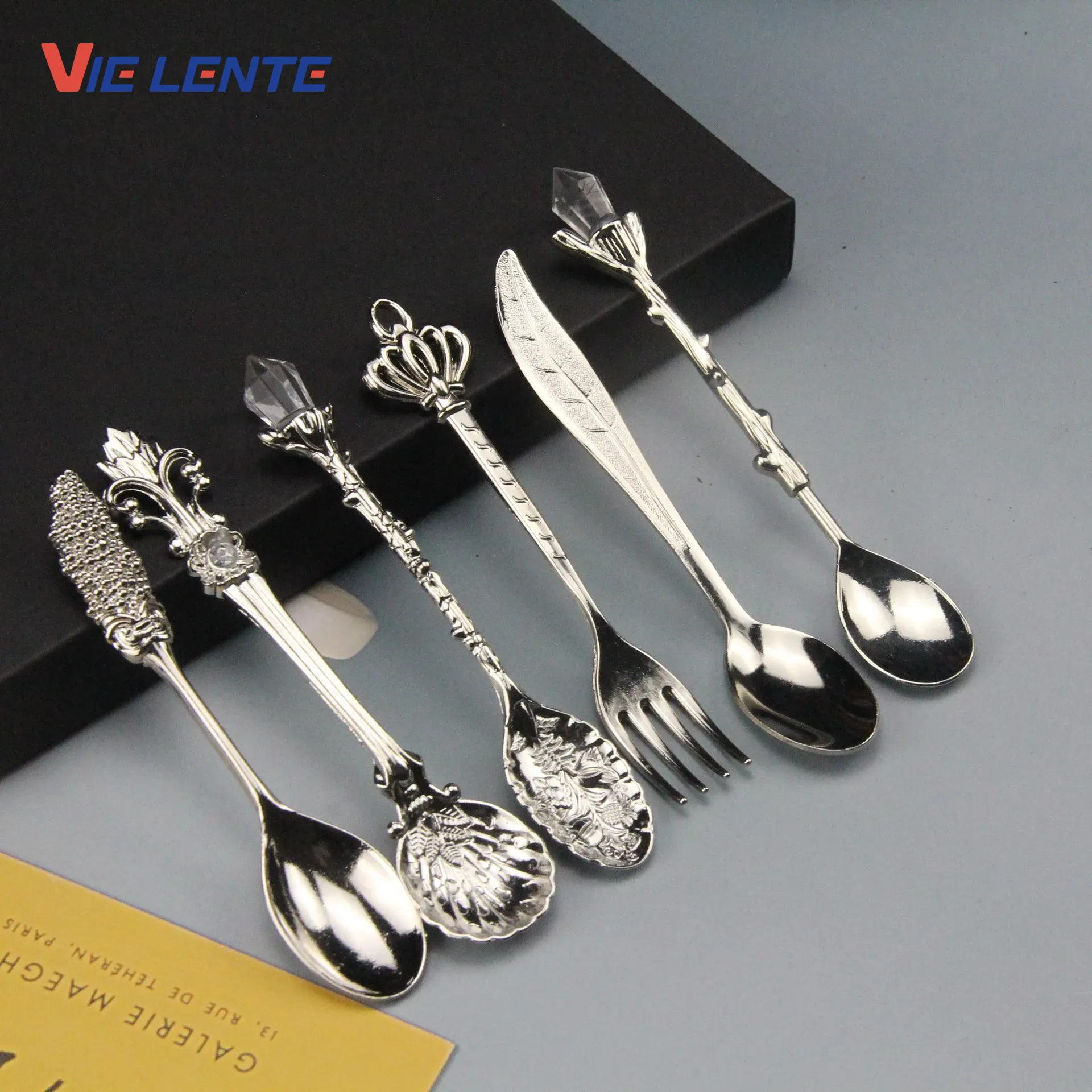 Vintage Collectible Spoons - 6 Stuks Set Ijs Lepel Jam