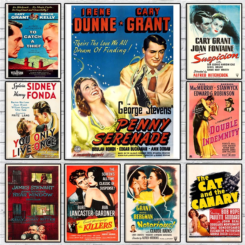 Vintage Collectible Furniture - Vintage Amerikaanse klassieke liefdesfilmcollectie poster Hitchcock