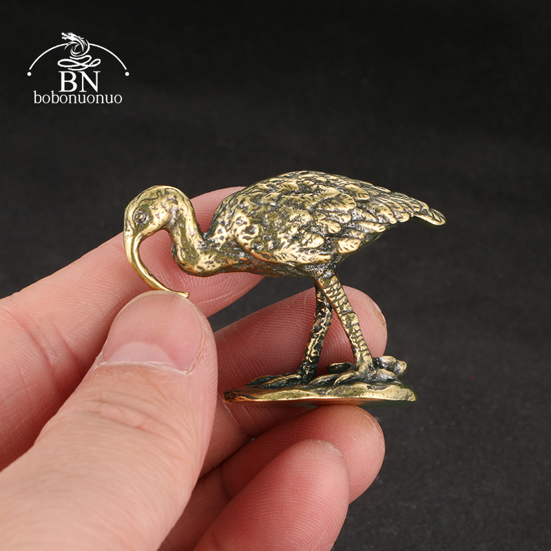 Vintage Collectible Ornaments - Messing vintage kraanvogelbeeldjes met lange snavel