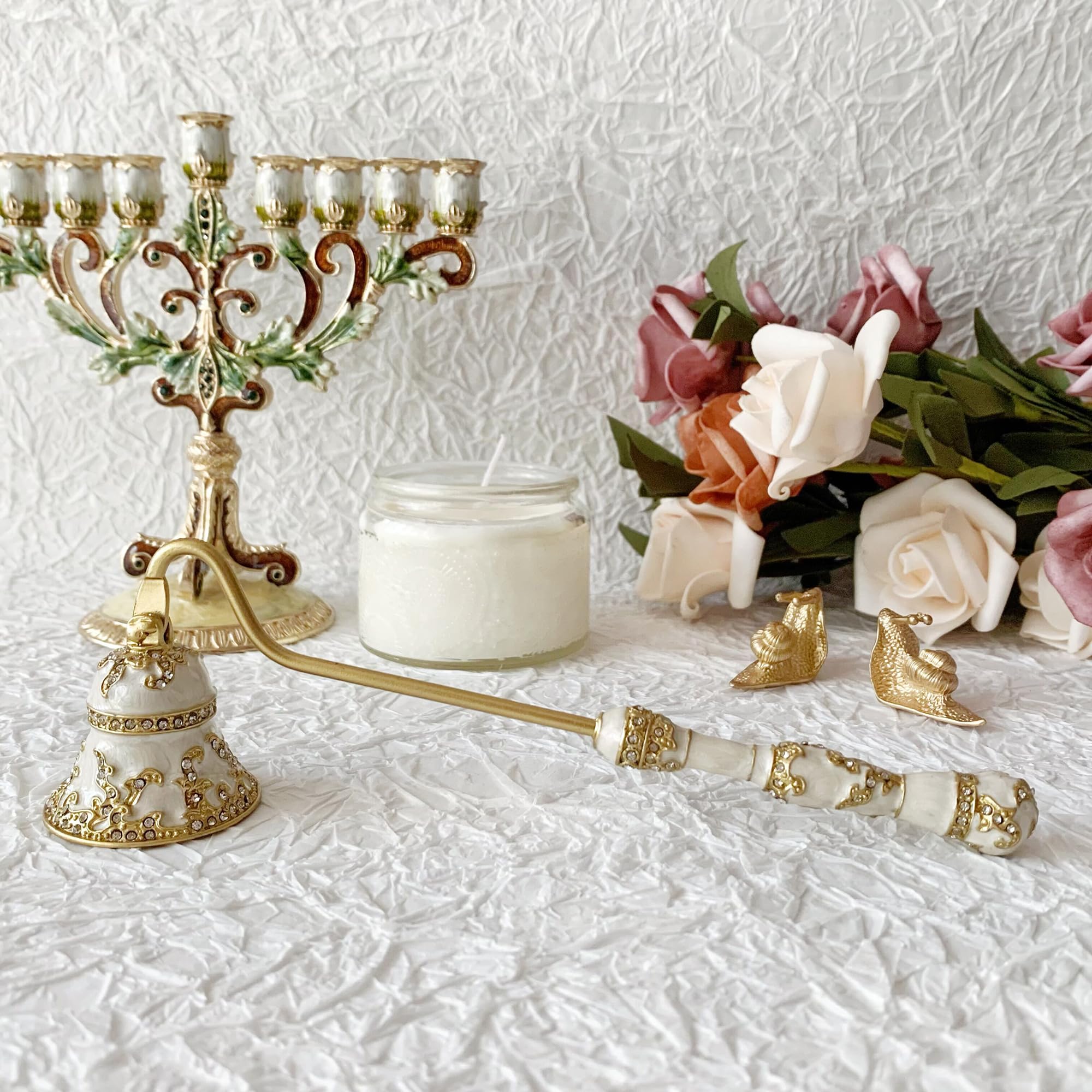 Collectible Collection - Luxe Menorah Kaarsdover met Bloemmotief, Emaille,