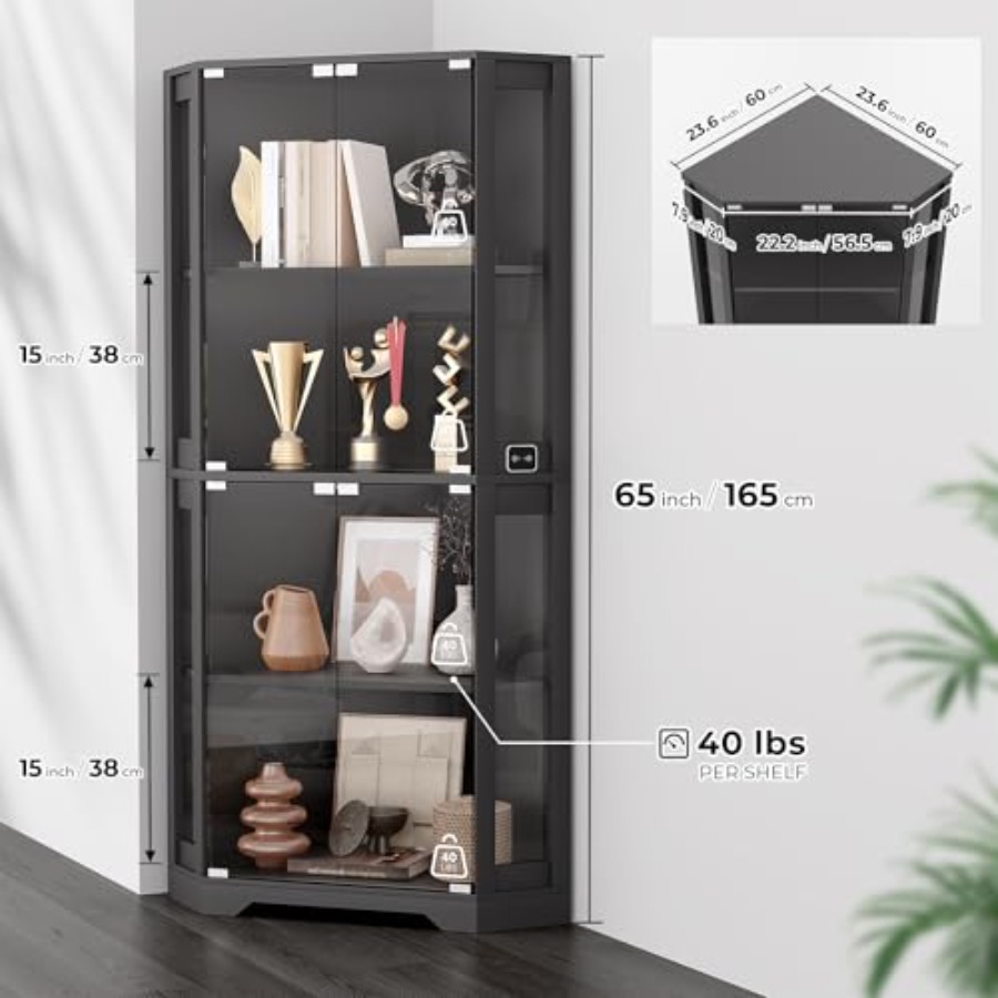 Verlichte hoekvitrine met glaz - Collectible Collection recensie en prijs